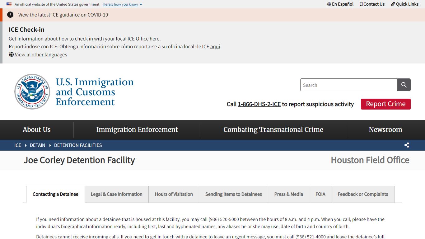 Joe Corley Detention Facility | ICE